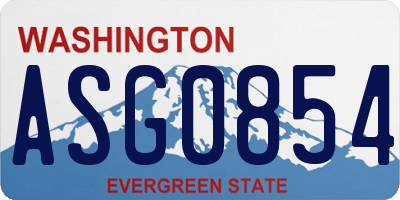 WA license plate ASG0854