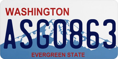 WA license plate ASG0863