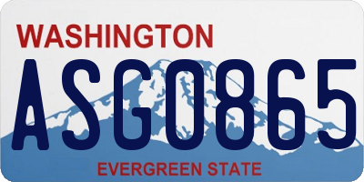 WA license plate ASG0865