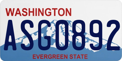 WA license plate ASG0892