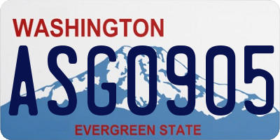 WA license plate ASG0905