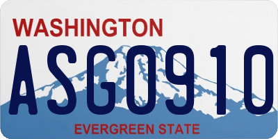WA license plate ASG0910