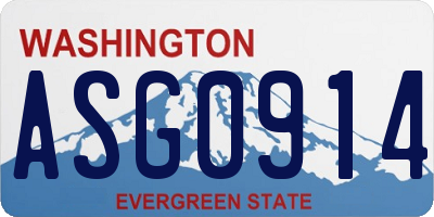 WA license plate ASG0914