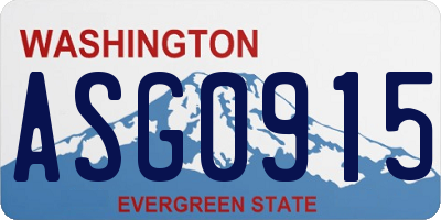 WA license plate ASG0915
