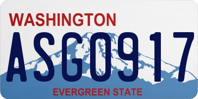 WA license plate ASG0917