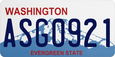 WA license plate ASG0921