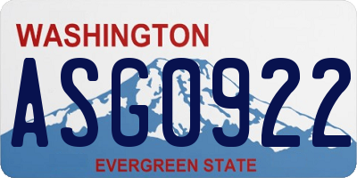WA license plate ASG0922