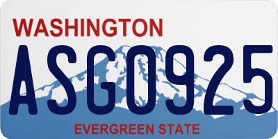 WA license plate ASG0925