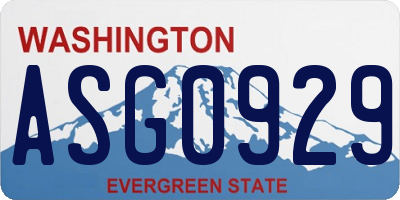 WA license plate ASG0929