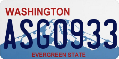 WA license plate ASG0933