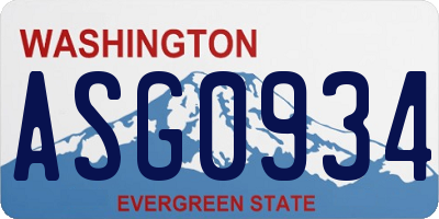 WA license plate ASG0934