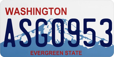 WA license plate ASG0953