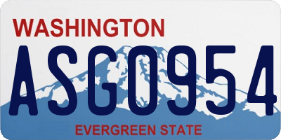WA license plate ASG0954