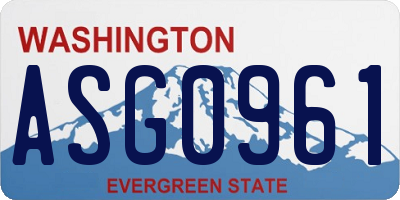 WA license plate ASG0961
