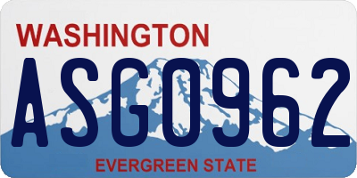 WA license plate ASG0962