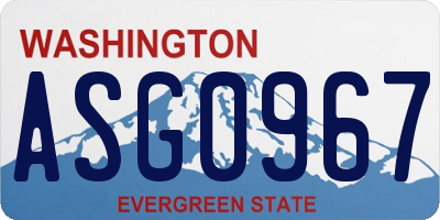 WA license plate ASG0967
