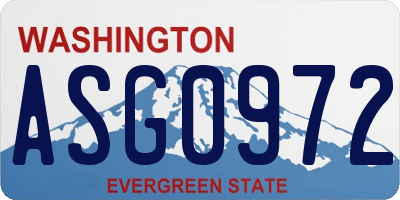 WA license plate ASG0972