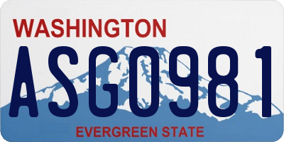 WA license plate ASG0981