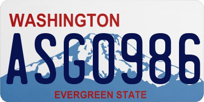 WA license plate ASG0986