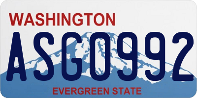 WA license plate ASG0992