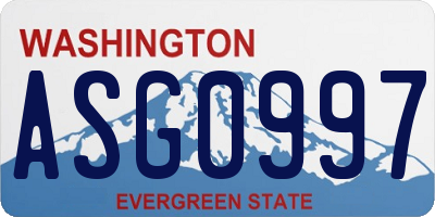 WA license plate ASG0997