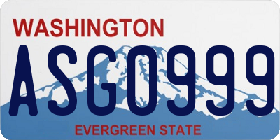 WA license plate ASG0999