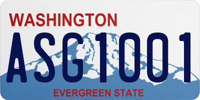 WA license plate ASG1001