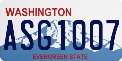 WA license plate ASG1007