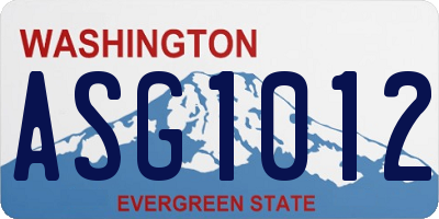 WA license plate ASG1012
