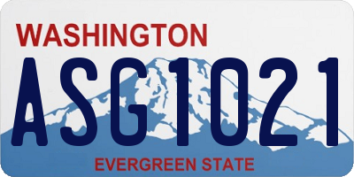WA license plate ASG1021