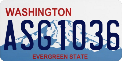 WA license plate ASG1036