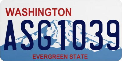 WA license plate ASG1039