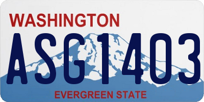 WA license plate ASG1403