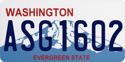 WA license plate ASG1602