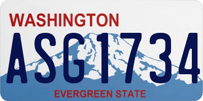 WA license plate ASG1734