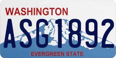 WA license plate ASG1892