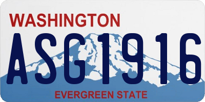 WA license plate ASG1916