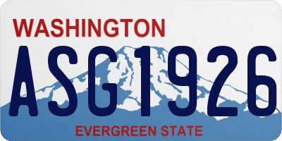 WA license plate ASG1926