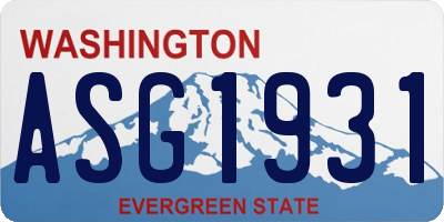 WA license plate ASG1931
