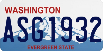 WA license plate ASG1932