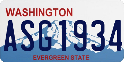 WA license plate ASG1934
