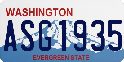 WA license plate ASG1935