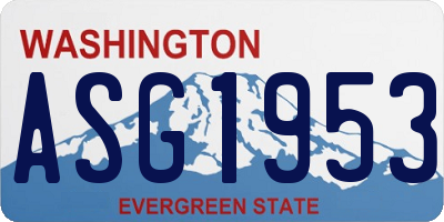 WA license plate ASG1953