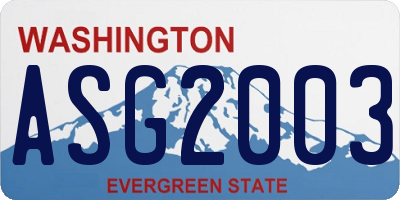 WA license plate ASG2003
