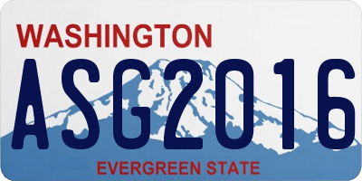 WA license plate ASG2016