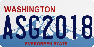 WA license plate ASG2018