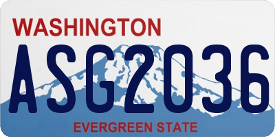 WA license plate ASG2036