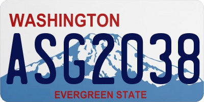 WA license plate ASG2038