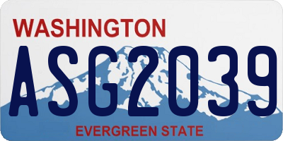 WA license plate ASG2039