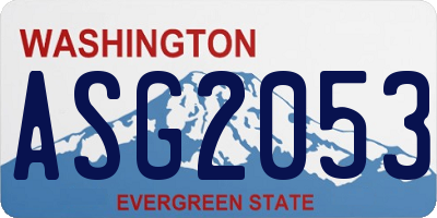 WA license plate ASG2053